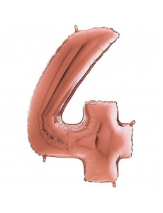 Balão Número 4 Rosa Dourado